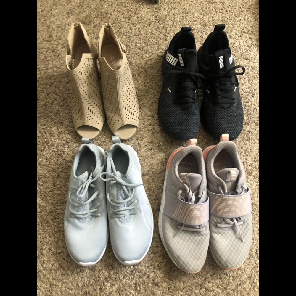 Size 9 Nike, Pumas and booties